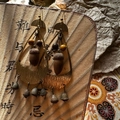 Boucles d'oreilles bohèmes vintage glands avec cloches en bronze et perles en bois - Crochet d'Oreille Or Et Café