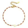 Bracelet éclair bohème doré avec perles rouges et chaîne de réglage ajustable - Éclair - Perles Rouges