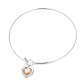 Silver stainless steel collar necklace featuring a champagne glass heart pendant - Silver Amber Heart Style (KN233261-Z)