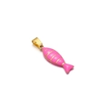 Pink enamel fish charm in golden finish with top ring for DIY jewelry making - Rose Pink