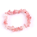 Handmade elastic bracelet with natural pink crystal crushed stones in a minimalist design - Watermelon Crystal