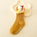 Detail of yellow kids socks with cute 3D Christmas plush shoes on wavy tray - S (0-1 Years) / Yellow (Boots)