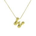 Detailed macro view of gold 18k plated bubble letter H pendant on a fine box chain - Letter W