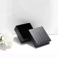 Elegant black jewelry box with quilted texture and camellia decoration for rings - Gift Box