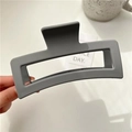 Matte grey large rectangle hair claw clip for thick hair styling in French style - Matte Square Grey-13cm