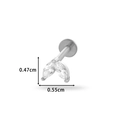 Silver stainless steel labret stud with marquise-cut zircon flower design, 0.47x0.55cm - Twin Leaf Sprout (0159-7#) / Silver