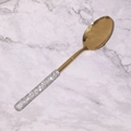 Luxury gold 304 stainless steel spoon featuring a crystal rhinestone handle on marble - Dinner Spoon / Gold