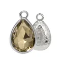 Ciondolo a goccia caffè chiaro con incisione floreale in argento per gioielli fai da te - 7x10mm / Caffè Chiaro