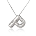 Silver letter P pendant necklace with sparkling cubic zirconia on a classic box chain - Letter P