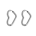 Polished silver heart shaped stainless steel hoop earrings for women in street style - Heart Style (Single Piece)