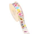Cartoon print ribbon roll with colorful DAY letters and trains for gift DIY wrapping - Little Train / Width 1.5cm / 25 Yards