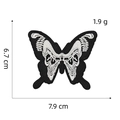 Black and white embroidered butterfly skull patch with 6.7x7.9 cm dimensions - Skull Butterfly Patch 4#