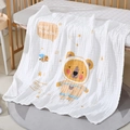 Soft white 6-layer cotton gauze baby blanket with yellow cartoon bear and honey bees - 6-Layer 110*110cm / Space Bear