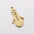 Golden snowman pendant in stainless steel with hollow-out details for DIY jewelry making - DY829-2 Gold Snowman