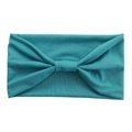 Elastic cotton yoga headband for women in a stylish teal color with a knotted bow design - Cyan