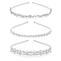 Set of 3 silver bridal headbands with rhinestones and pearls for women and girls - Silver Headbands Combination (18#)