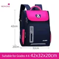 Large rose red and navy ergonomic school backpack for 4-6 grade kids with bear pattern - Large (42x32x20cm) / Rose Red