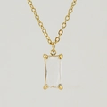 Minimalist 18K gold stainless steel necklace with transparent square zircon pendant - White