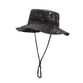 Men's outdoor fishing boonie hat in black camouflage pattern with adjustable chin strap - One Size / Gray