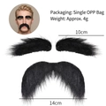 Detailed dimensions of black faux fiber mustache and eyebrow set for costumes - Eyebrows And Mustache Set / Black