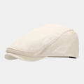 Gorra plana clásica crema en tela de algodón y lino de primera calidad estilo vintage - Ajustable / Beige