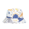 White baby bucket hat with colorful cartoon dinosaur prints for sun protection - White Dinosaur Pattern (3#)