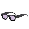 Square polarized punk sunglasses featuring thick black frames and light purple lenses - Black Frame Ocean Purple Polarized