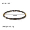 Bambus-Stil C-Form Edelstahl Armreif in Schwarz und Gold-Finish, Größe 68mm - Schwarz-Gold Bambus-Stil (HF-B5166)