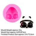 Panda silicone mold for cake decor, 6.8x6.8x3cm size with 3D cute animal shape - 5#Panda Head (B441) / Pink
