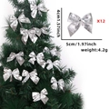 Set de 12 lazos navideños plateados metalizados para decoración de árbol y regalos - Lazo Plateado