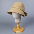 Elegant khaki women bucket hat with bow detail and textured fabric sun protection - M(56-58cm) / Camel