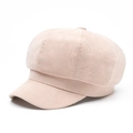 Beige corduroy newsboy cap for women featuring soft vintage texture and classic octagonal shape - M(56-58cm) / Khaki