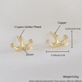 Elegant gold crown stud earrings made of copper with zircon and 3-layer gold plating - Crown