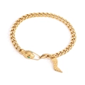 Dettaglio del bracciale a serpente placcato oro 18K con occhi in pietra verde e maglie - Bracciale / Oro