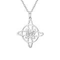 Minimalist silver stainless steel cutout rose pendant necklace on a clean white background - Cable Chain / Steel