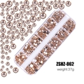 Champagne and rose gold mixed flatback rhinestones set in a 12-grid storage box - Champagne (ZSHZ-862)
