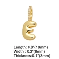 Detail showing dimensions of gold balloon letter E pendant with cubic zirconia inlay - Gold - Letter E