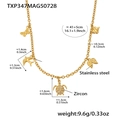 Detailoverzicht van gouden roestvrijstalen ketting met zirkonia schildpad hangers - Gouden DIY Ketting (TXP347)