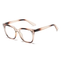 Classic amber tortoiseshell square oversized eyeglasses frame with vintage metal details - Gradient Tea