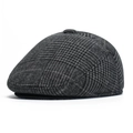 Casquette d'hiver chaude grise à carreaux avec cache-oreilles pour hommes âgés - Taille unique / Gris Foncé à Carreaux