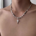 Silver finish chain necklace with transparent beads and a sparkling star pendant - Kaleidoscope Ice Mirror Necklace