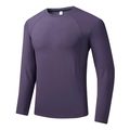 T-shirt de sport violet foncé à manches longues pour hommes avec tissu à séchage rapide - M / Violet foncé