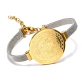 Détail de la médaille de Saint-Benoît sur le bracelet de montre en maille bicolore - Placage à vide IP 18K / B-Prêtre Bracelet (Bicolore)