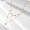 Double-layer 925 silver necklace with sparkling round zircon pendants in gold finish - 925 Silver / Yellow