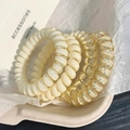 Polka dot spiral hair ties set in cream and translucent yellow for women hair styling - 4 Piece Set / Mango Yellow