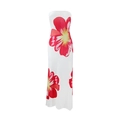 Detail van witte strapless maxi-jurk met grote rode bloemenprint in slanke pasvorm - S / Wit Rozenrood