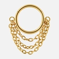 Gold stainless steel nose ring featuring elegant layered chain link drops for piercing - Style 7 / 1.2x10mm / Gold
