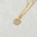 Elegant gold flower pendant necklace with shimmering zircon crystals on O-chain - Smooth Flower Style (XL2433) / Gold