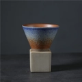 Japanese style stoneware mug with unique blue orange gradient glaze and speckled texture - 200ml / Brown Spray Blue