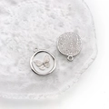 Silver alloy butterfly charm with white inlay and detailed relief for jewelry making - Silver White Butterfly Drip Oil / 18x21mm